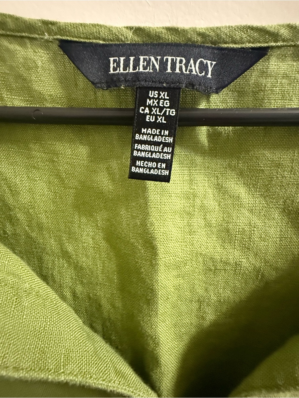 Ellen Tracy Olive Green Linen Sleeveless Tie-Front Tunic - Picture 3 of 4